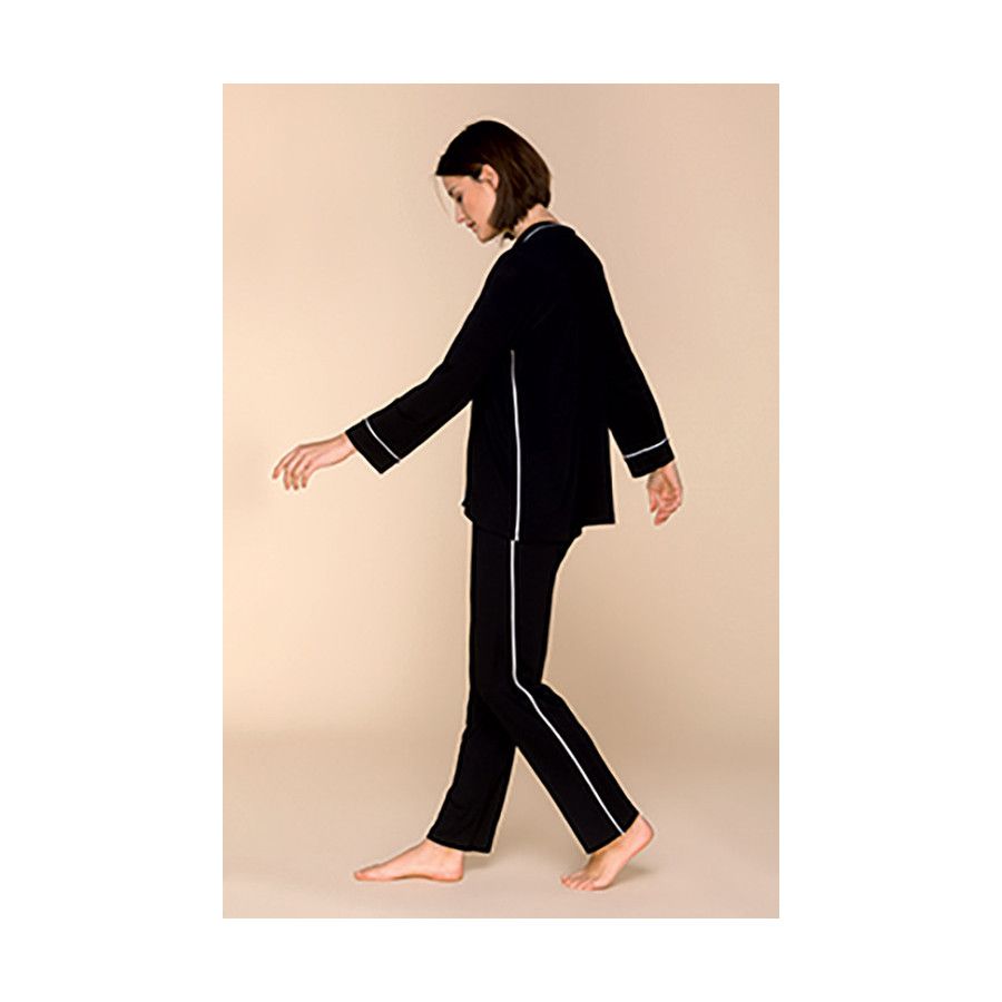 Ensemble pyjama 2 pièces en micromodal haut style chemise pantalon fluide et droit - Coemi-lingerie