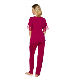 Zweiteiliger Pyjama aus Micromodal mit T-Shirt mit kurzen Ärmeln und langer, fließender Hose - Coemi-lingerie