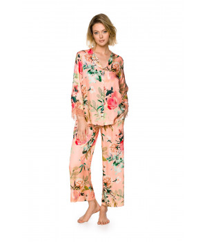 Ensemble pyjama 2 pièces ample et confortable, imprimé fleuri et dentelle sur les poignets - Coemi-lingerie