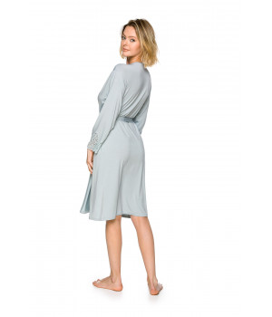 Light and flowing mid-length, long-sleeve dressing gown in micromodal and lace - Coemi-lingerie