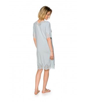 Langes Schlafshirt mit Rundhalsausschnitt, ¾-Ärmeln und Spitze - Coermi-lingerie