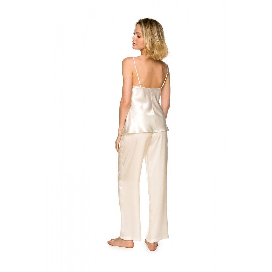 Zweiteiliger Pyjama aus Satin, Trägertop mit Stickerei an der Brust - Coemi-lingerie