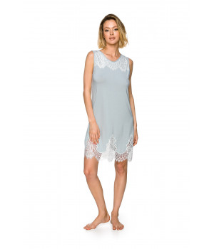 Sleeveless micromodal nightshirt with a round neck and lace inset