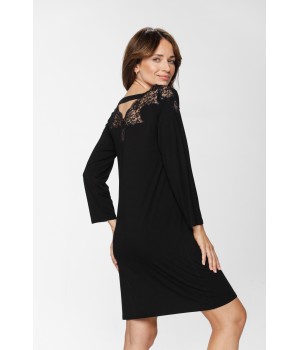 Espalda del camisón ajustado negro en micromodal