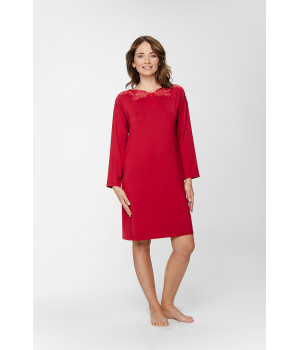 Tunic-style micromodal nightdress with three-quarter-length sleeves and lace on the slash neck - XS - 5XL - Coemi-Lingerie
