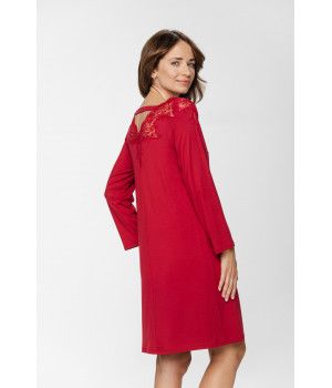 Chemise de nuit style tunique en micromodal, manches ¾ et dentelle sur le col bateau - XS-5XL - Coemi-lingerie