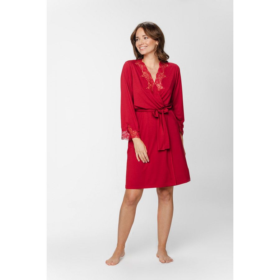 Petit déshabille en micromodal et dentelle sur les poignets et le décolleté - Du XS/S au XL/XXL - Coemi-Lingerie Petit déshabille en micromodal et dentelle sur les poignets et le décolleté - Du XS/S au XL/XXL - Coemi-Lingerie