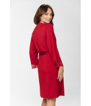Short micromodal and lace dressing gown with lace on the cuffs and at the neckline - XS/S to XL/XXL - Coemi-Lingerie