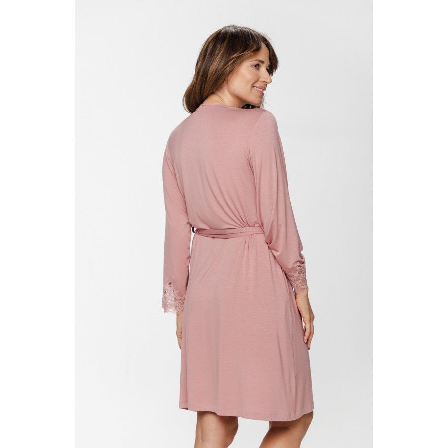 Kurzer Kimono aus Micromodal mit Spitze an Dekolleté und Bündchen - XS/S to XL/XXL - Coemi-Lingerie