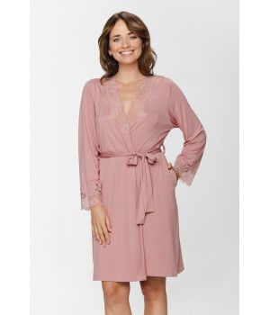 Kurzer Kimono aus Micromodal mit Spitze an Dekolleté und Bündchen - XS/S to XL/XXL - Coemi-Lingerie