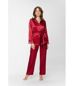 Gorgeous satin and lace pyjamas, nightshirt-style top with belt