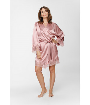 Gorgeous mid-thigh satin dressing gown with a tie belt at the waist - XS/S to XL/XXL - Coemi-Lingerie