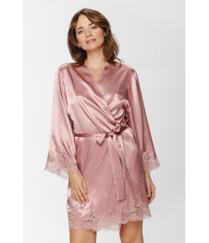 Gorgeous mid-thigh satin dressing gown with a tie belt at the waist - XS/S to XL/XXL - Coemi-Lingerie