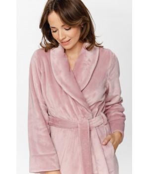 Mid-calf, maxi dressing gown in velvet with a shawl collar, long sleeves and side pockets - XS/S to 5XL - Coemi-Lingerie