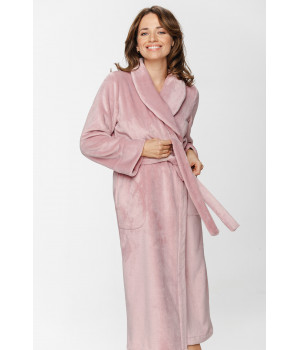 Mid-calf, maxi dressing gown in velvet with a shawl collar, long sleeves and side pockets - XS/S to 5XL - Coemi-Lingerie