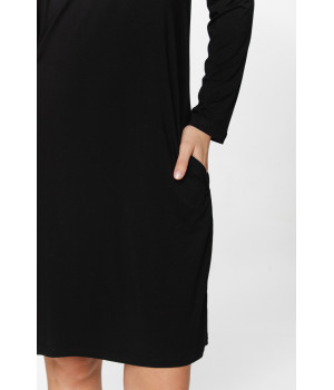 Tunic-style micromodal nightdress with long sleeves and a round neck, V-neckline at the back, fastened by a ribbon - XS to 5XL