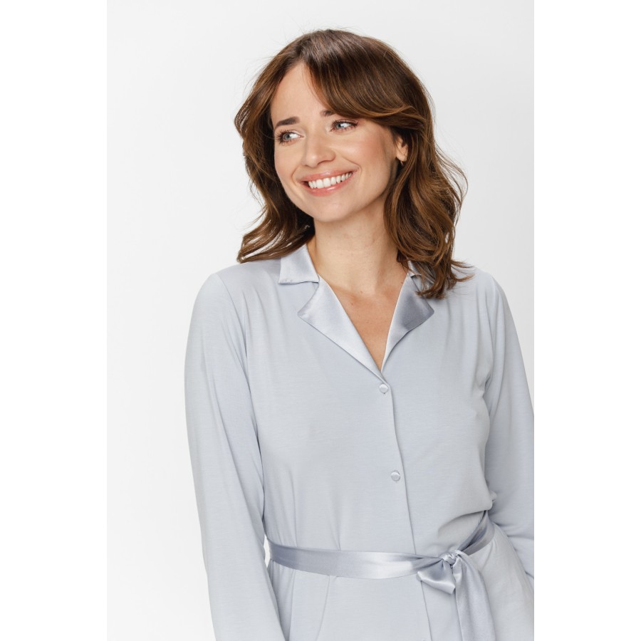 Pantalon droit fluide micromodal avec ceinture satin assortie