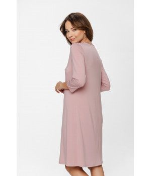 Chemise de nuit tunique manches ¾ rn micromodal et satin soyeux sur le col en V - XS au XXL