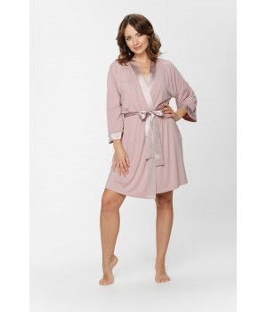 Déshabillé mi-long en micromodal et satin sur le col, les poignets et la ceinture - XS/S au XL/XXL - Coemi-Lingerie