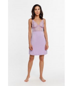 Sensual micromodal negligee with thin straps and lace embellishing the bust area and back
