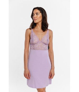 Sensual micromodal negligee with thin straps and lace embellishing the bust area and back
