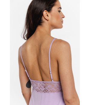 Sensual micromodal negligee with thin straps and lace embellishing the bust area and back