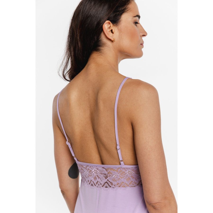 Sensual micromodal negligee with thin straps and lace embellishing the bust area and back