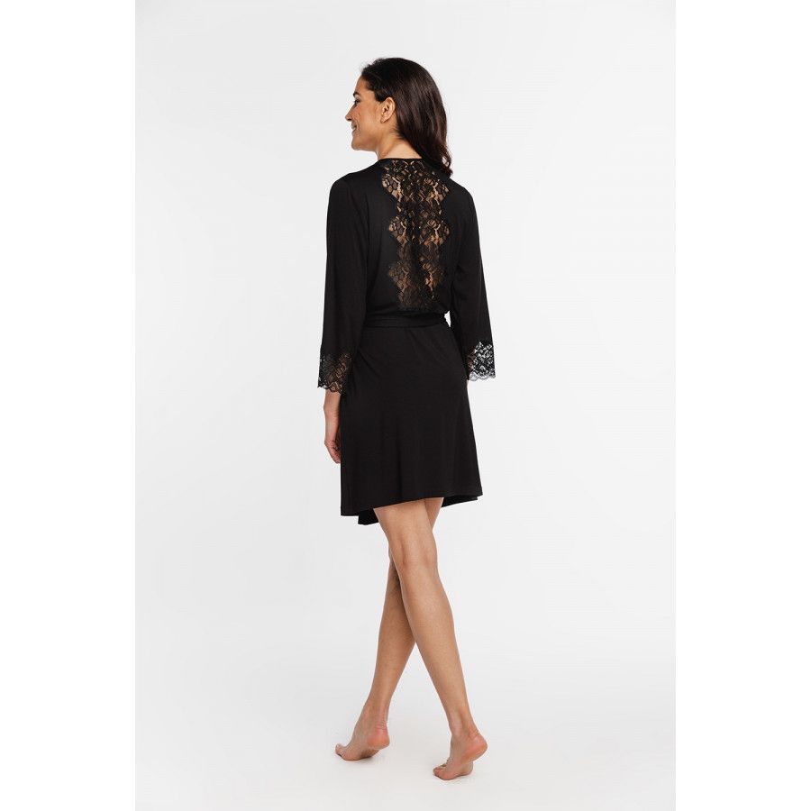 Gorgeous little dressing gown in elegant, loose-fitting, with lace on the three-quarter-length sleeves and at the back 14 - www.