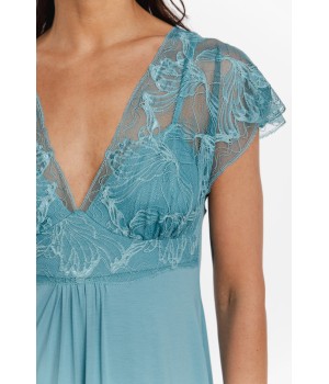 Camisón largo azul de micromodal y elastano