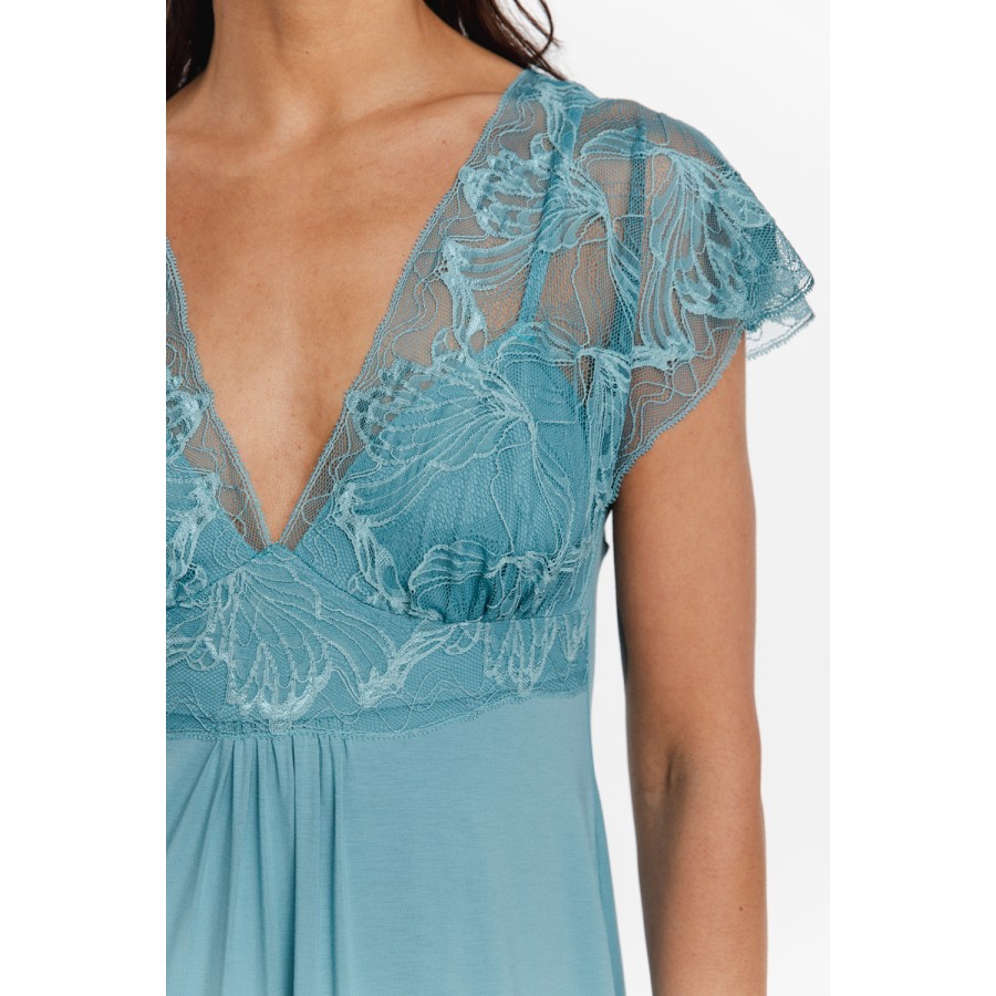 Camisón largo azul de micromodal y elastano
