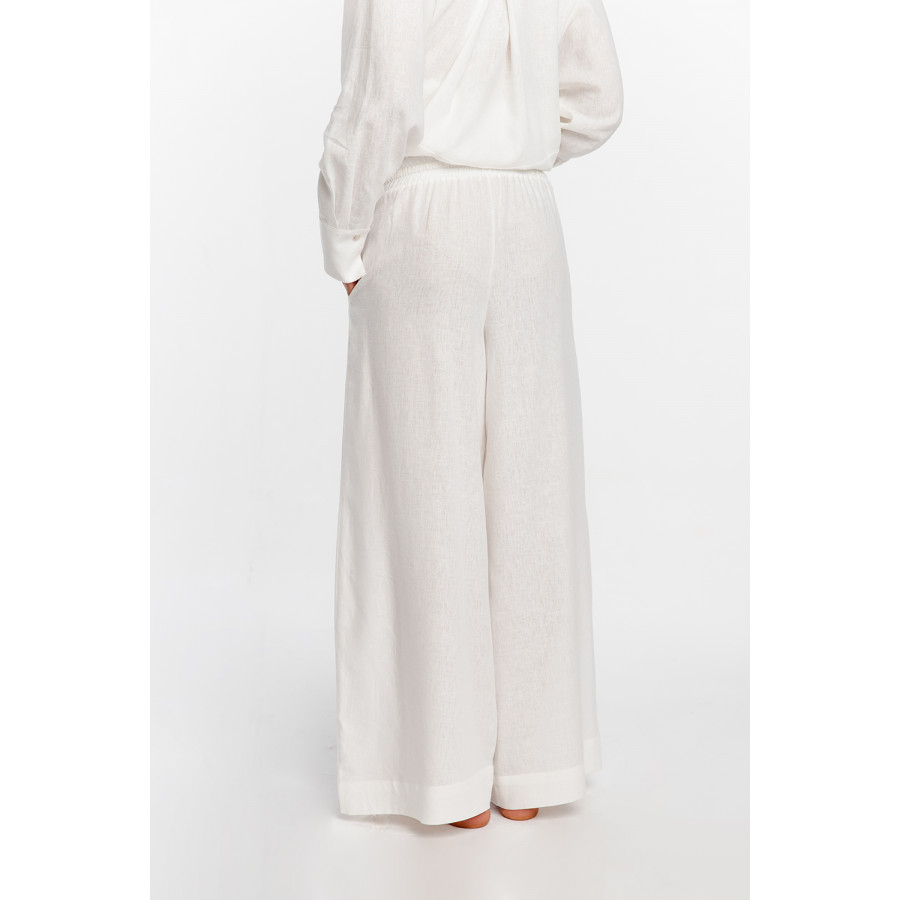 Ensemble d'intérieur / pyjama en lin et viscose, haut style liquette et pantalon ample