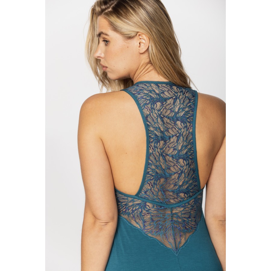 Gorgeous micromodal and elastane negligee with lace on the bust and back