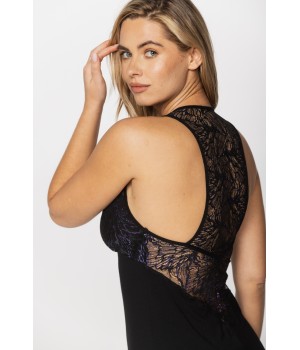 Gorgeous micromodal and elastane negligee with lace on the bust and back