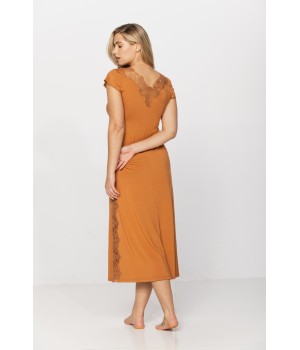 Gorgeous, long nightdress with short sleeves in micromodal and lace