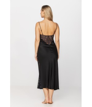 A knock-out and glamorous sleeveless nightdress in viscose satin and lace