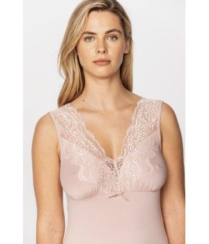 A gorgeous micromodal negligee with wide straps, criss-cross straps and lace