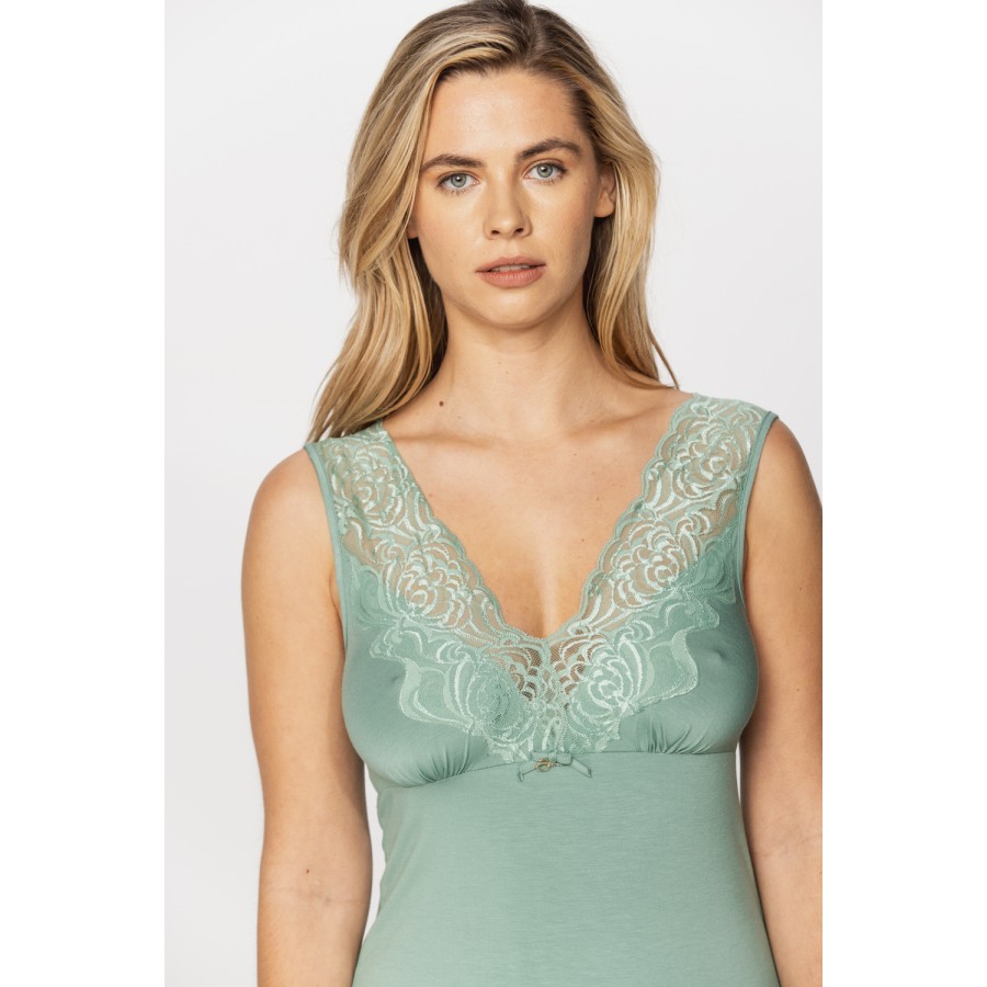 A gorgeous micromodal negligee with wide straps, criss-cross straps and lace