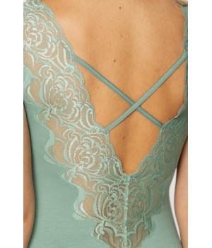 A gorgeous micromodal negligee with wide straps, criss-cross straps and lace