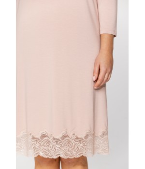 Tunic-style, knee-length nightdress in micromodal and lace