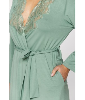 A gorgeous micromodal dressing gown with lace at the neckline, choice of two lengths