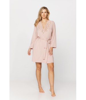 A gorgeous micromodal dressing gown with lace at the neckline, choice of two lengths