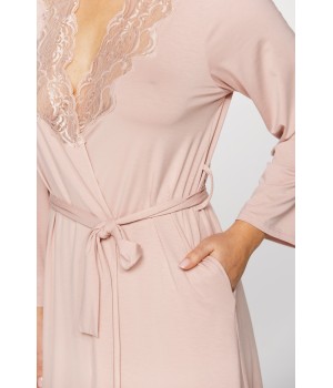 A gorgeous micromodal dressing gown with lace at the neckline, choice of two lengths