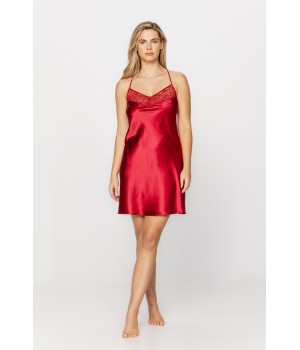 Glamorous and sexy red negligee made of silk and lace at the back