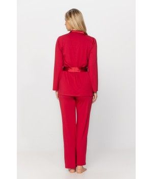 Elegant micromodal pyjamas with silk collar and tie belt