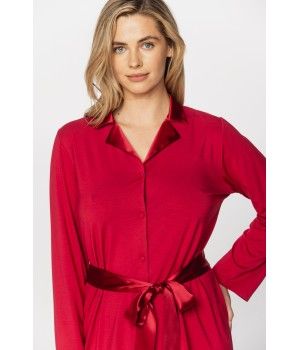 Elegant micromodal pyjamas with silk collar and tie belt