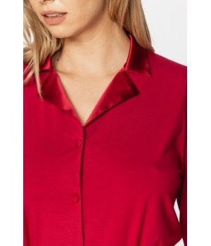 Elegant ensemble pyjama en micromodal, col et ceinture en soie