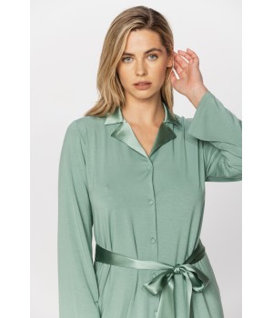 Eleganter zweiteiliger Pyjama aus Micromodal, Kragen und Taillengürtel aus Seide