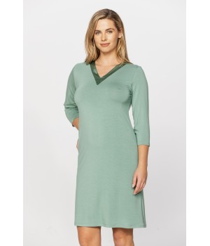 Elegant tunic-style nightshirt with V-neckline adorned with silk