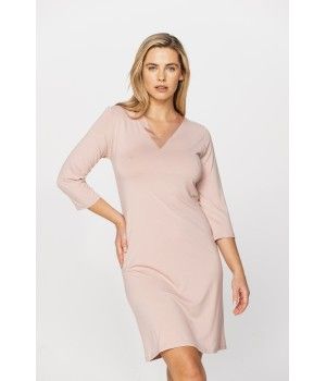 Elegantes Nachthemd aus Micromodal im Tunika-Stil mit V-Ausschnitt mit Seidenbesatz