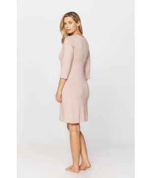 Elegantes Nachthemd aus Micromodal im Tunika-Stil mit V-Ausschnitt mit Seidenbesatz